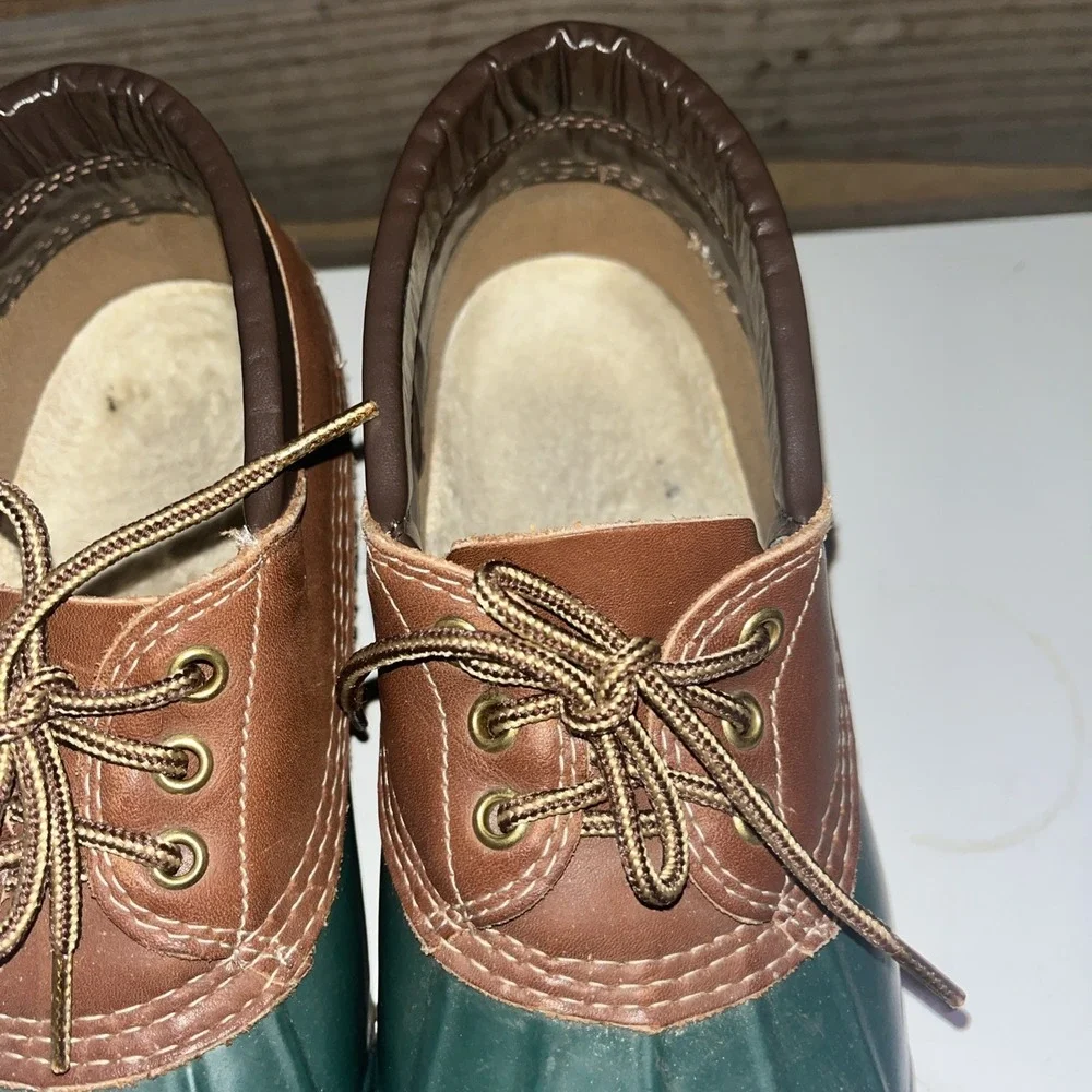 Eddie Bauer‎ Sz 9 M Rubber Moc Duck Boots Tan  Green Women's USA Made